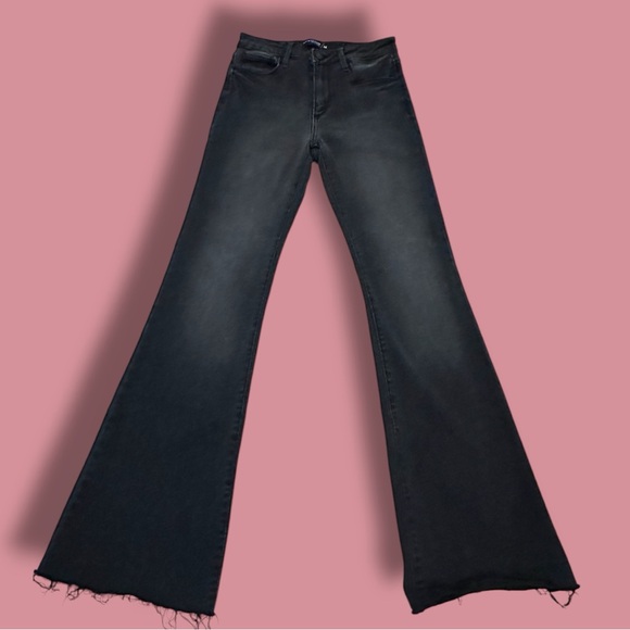 EUC Just Black Denim “The Fall Flare” High Rise Flare Jeans in Washed Black. 26 - Picture 3 of 11
